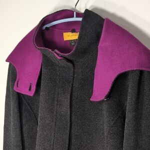 St. John | Angora Cashmere Wool Blend Hooded Soft Coat Size 14